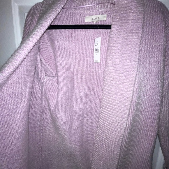 Ann Taylor Loft RIBBED TRIM OPEN CARDIGAN - Picture 6 of 6